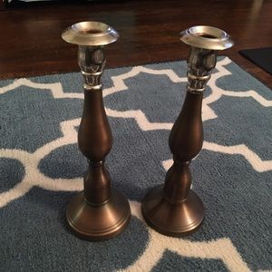 Brushed bronze candle holders